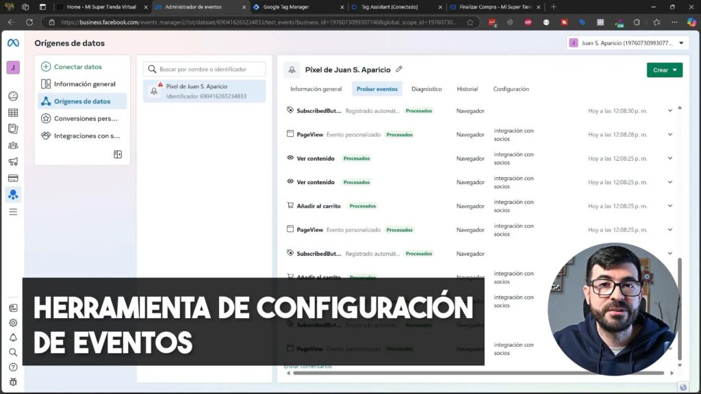 Configuración de eventos en equipos grandes