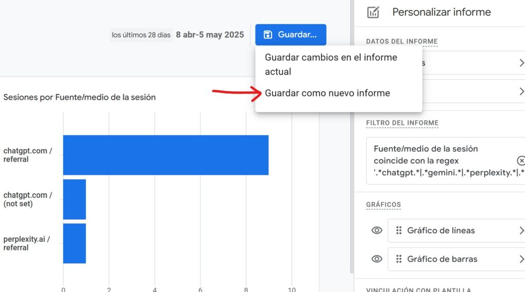 guardar nuevo informe de tráfico de IA