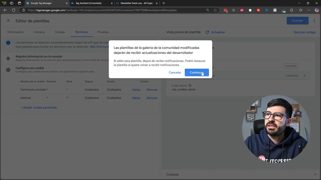 Configuración de la cookie en Google Tag Manager