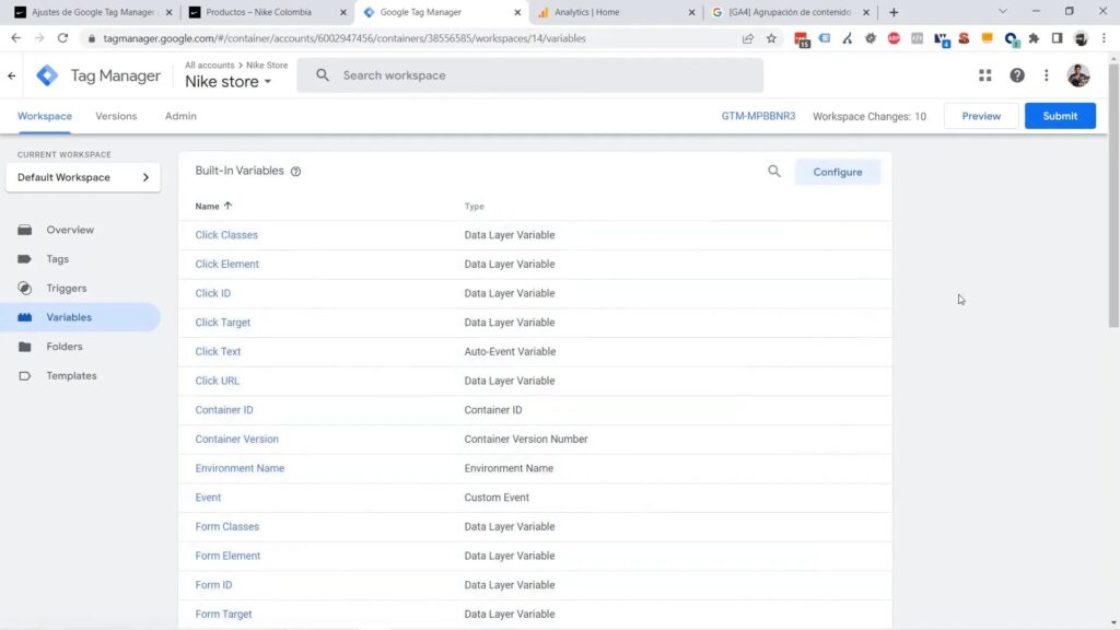 Creación de variables para agrupación de contenido