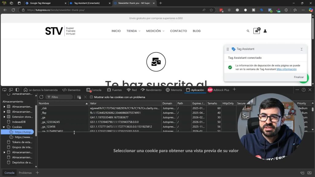 Verificación de la creación de la cookie