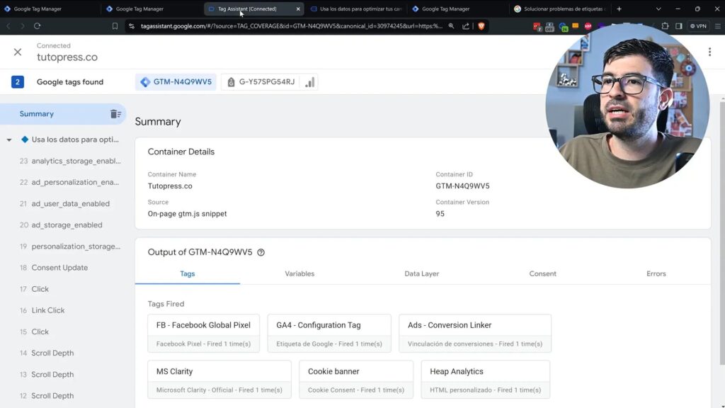 Revisión del home con Tag Assistant