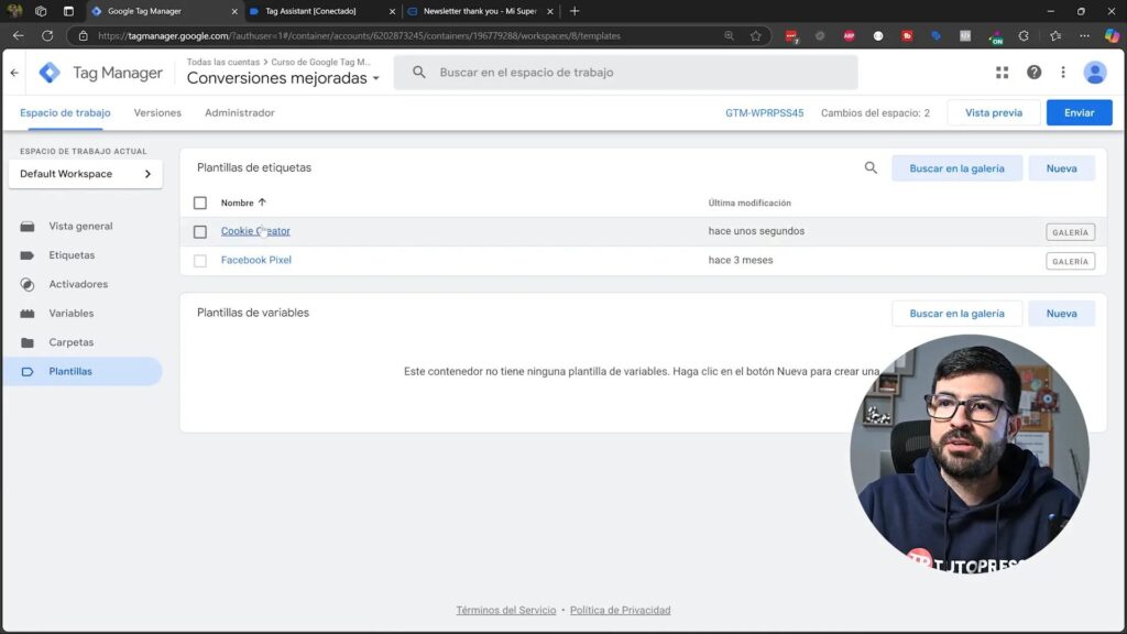 Instalación de la plantilla Cookie Creator en Google Tag Manager