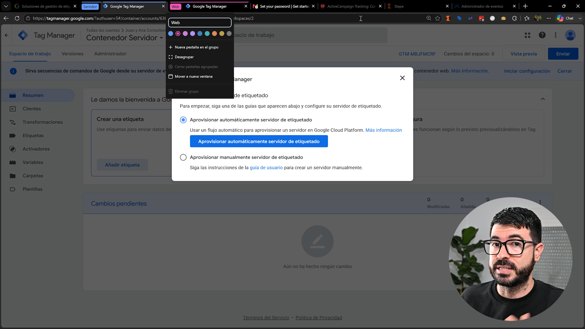 Contenedor web y contenedor servidor creados en Google Tag Manager