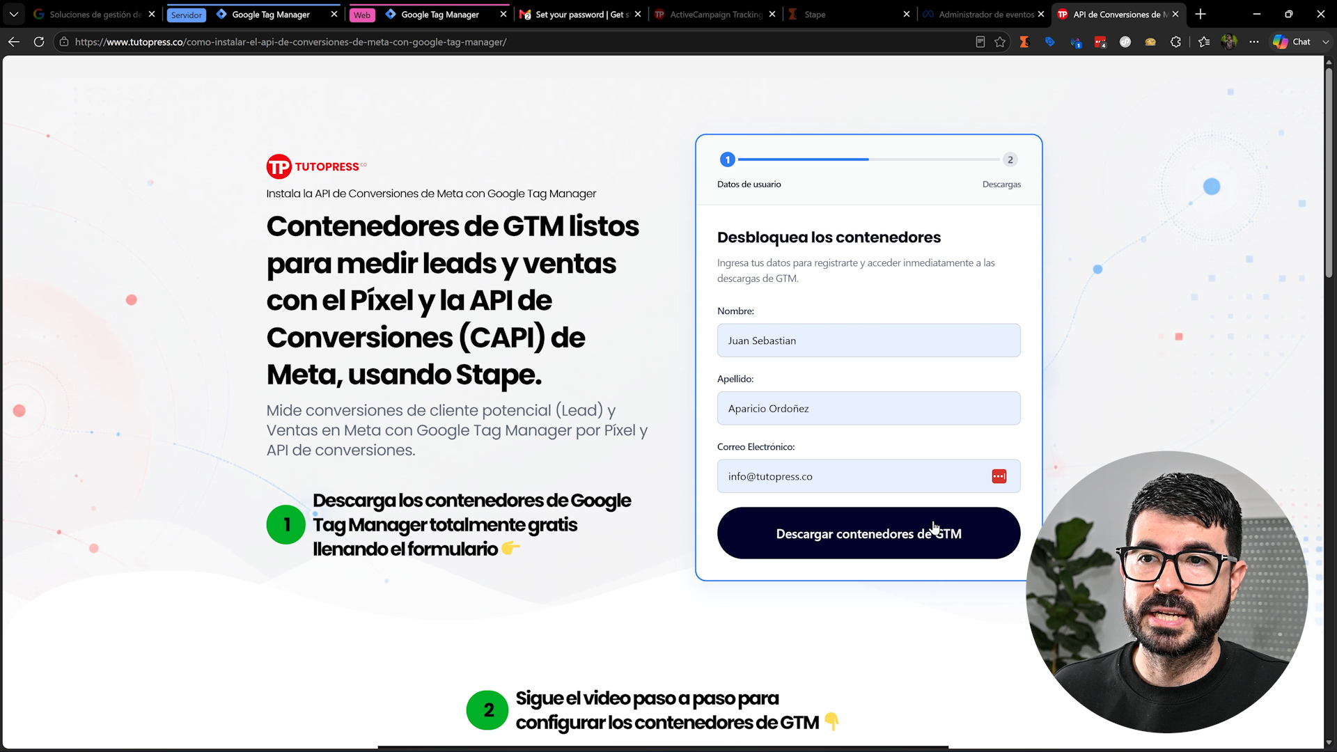 Descargar los contenedores de GTM para la API de Conversiones de Meta