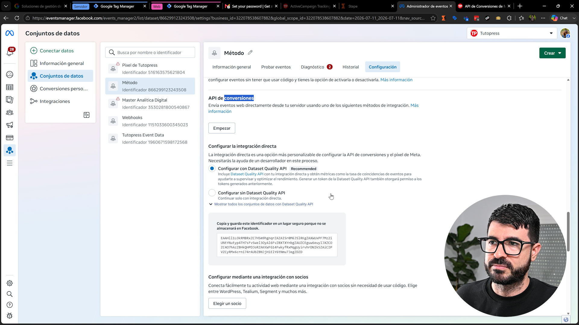 Pegar el Access Token de la API de Conversiones en el contenedor de servidor